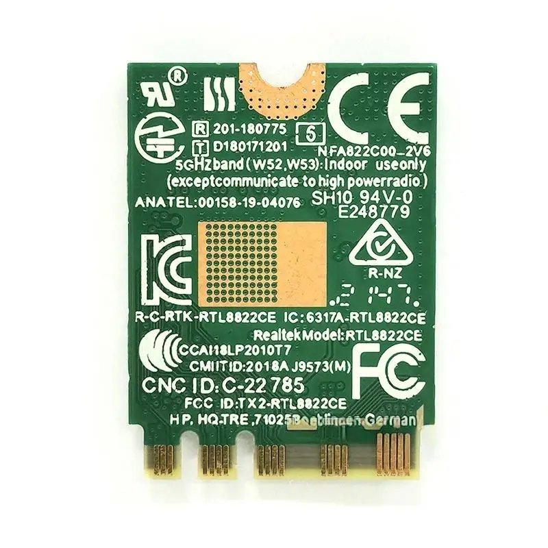 1 ชุด RTL8822CE Dual-Band 802.11ac 1200Mbps M2 การ์ดไวไฟ 2.4 กิกะเฮิร์ตซ์บลูทูธ-เข้ากันได้กับการ์ด WIFI การ์ดเชื่อมต่อ IPX