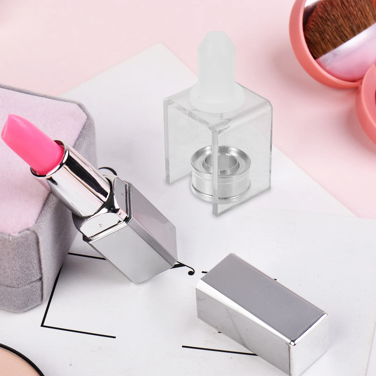 1 مجموعة سيليكون قالب أحمر الشفاه ثقب واحد حامل قابلة لإعادة الاستخدام لتقوم بها بنفسك قالب ل محلية الصنع 12.1 مللي متر أنبوب أحمر الشفاه عدة سهلة الاستخدام