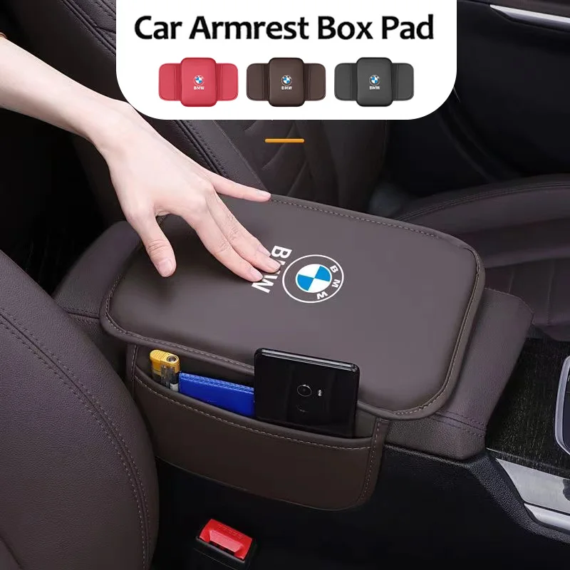 Car Armrest Box Pad Center Console Arm Rest Storage Pocket For BMW M Power Performance F10 F31 E36 E39 E87 E90 X3 X5 E46 G20 G30