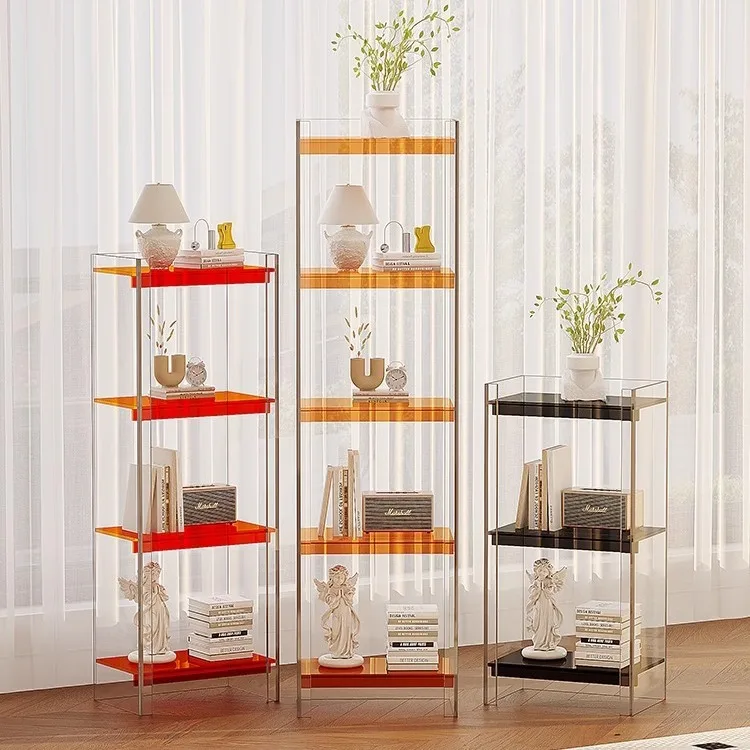 LTT Nordic light luxury narrow shelf acrylic bookcase living room small storage display stand