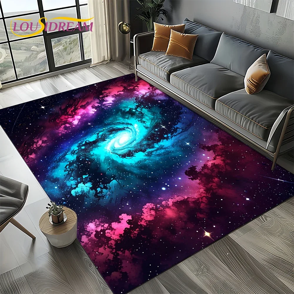 Universe Space Stars Black Hole Galaxy Earth Milky Way Carpet Rug for Living Room Bedroom Sofa Decoration,Non-slip Floor Mat