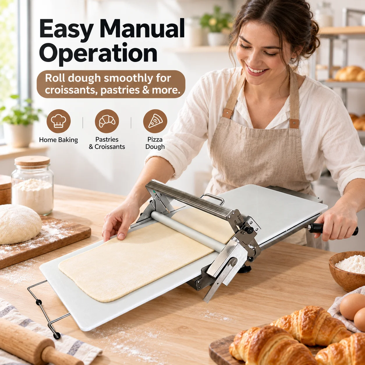 AOLIVIYA Household Folding Desktop Manual Shortening Machine Bread Egg Tart Crispy Crust Machine Baking Dough Hand Press