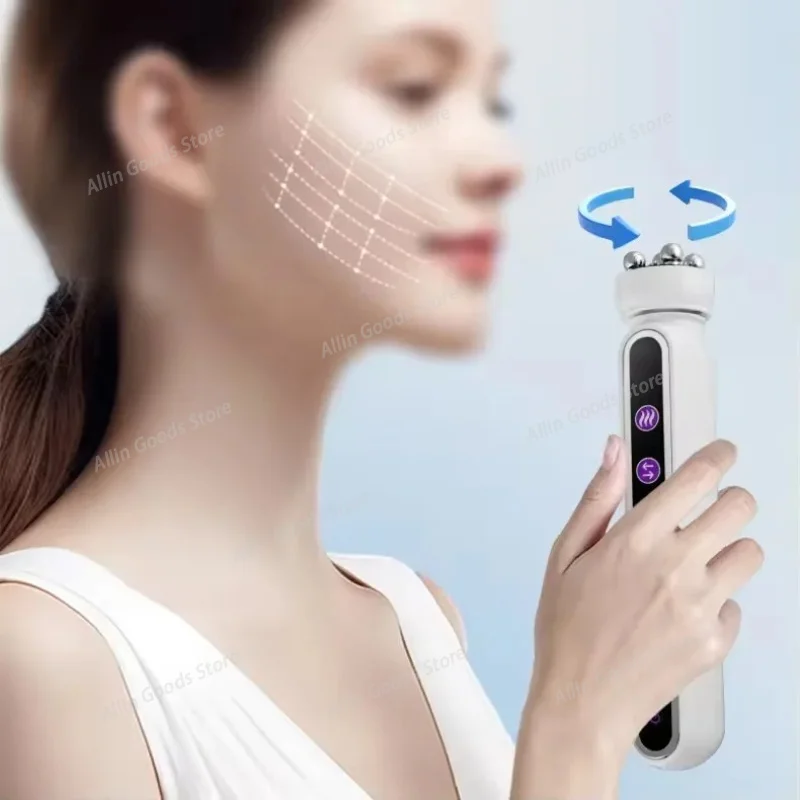 Multifunctional Rotating Massage Roller EMS Microcurrent Heating Red Light Therapy Face Eye Body Lifting Skin Infusion Care Tool