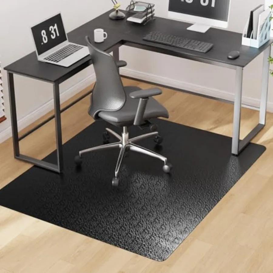 

Office Chair Mat for Hardwood Floor, 50"x60" Large Black PVC Computer Desk Chair Mat with Unique Pattern for Gaming, Anti-Slip