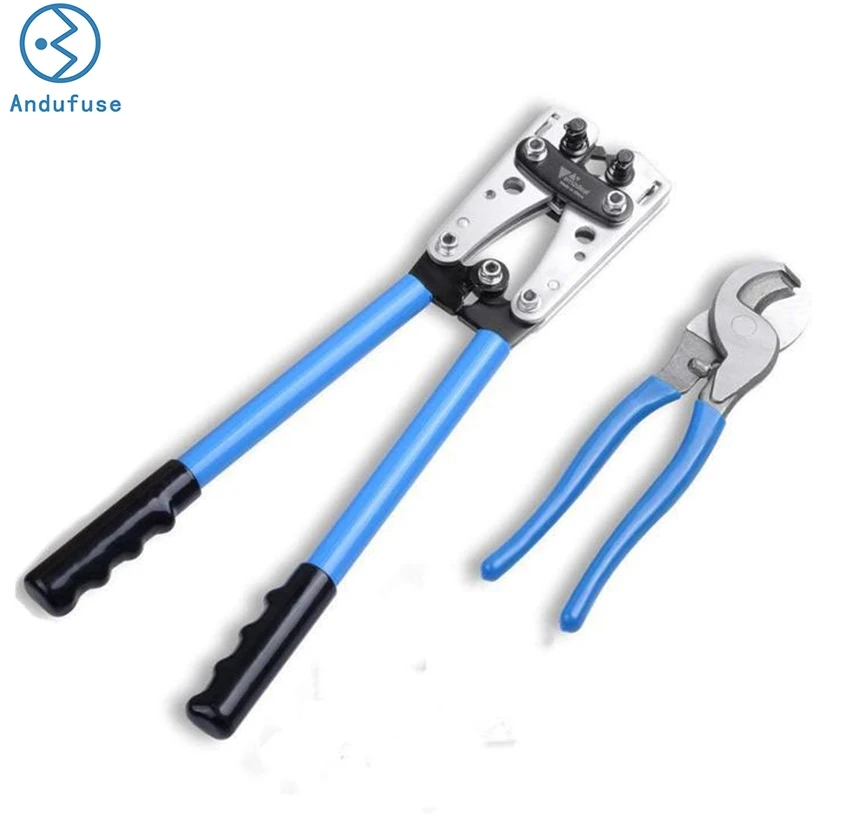 Battery Cable Lug Crimping Tool for 8, 6, 4, 2, 1, 1/0 AWG Heavy Duty Wire Lugs with Wire Shear Cutter - view 2