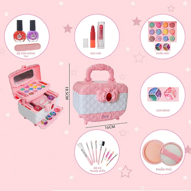 Children Girl Princess Makeup Cosmetics Game Box Makeup Toy Set Lipstick Eyeshadow Safe Children Non Toxic Toys Birthday Present