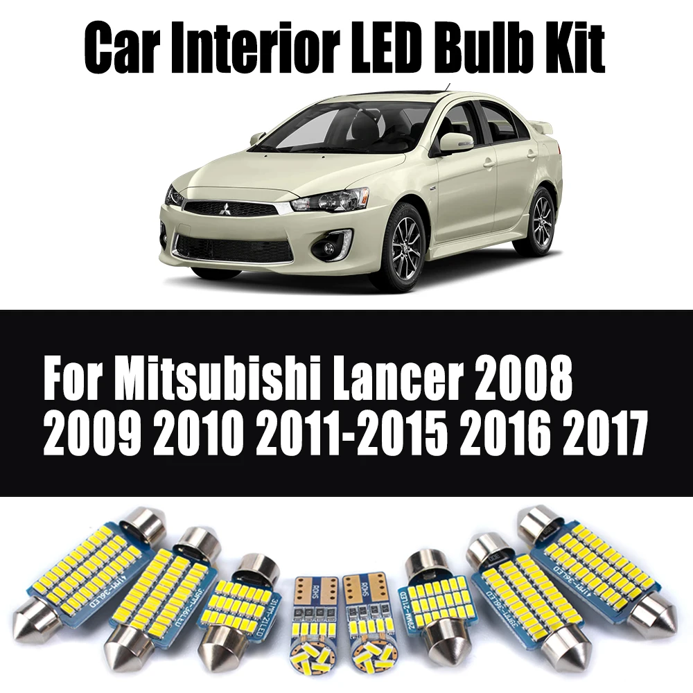 

8Pcs Canbus Car LED Interior Ceiling Trunk License Plate Light Kit For Mitsubishi Lancer 2008 2009 2010 2011 2014 2015 2016 2017