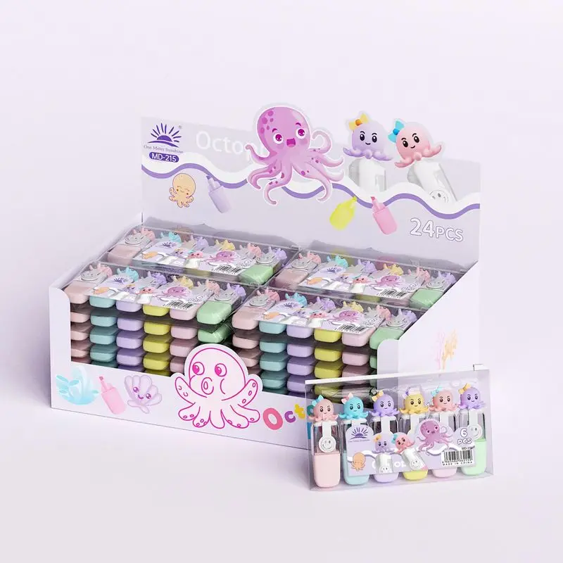 36pcs Sanrio 6color Highlighters Kawaii My Melody Kuromi School Office Stationery Student Drawing Supplies Mini Paint Marker Pen