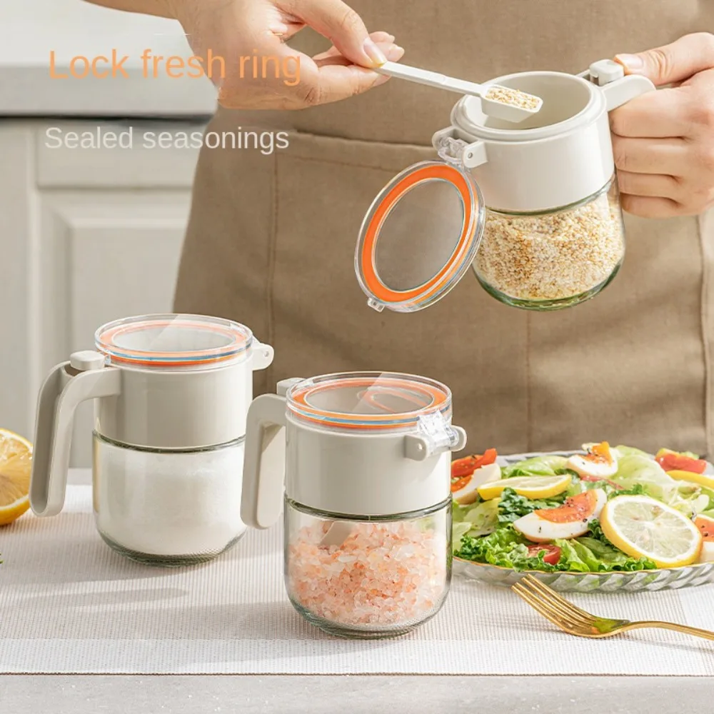 

Gifts Seasoning with Spoon Storage Box Household Seasoning Jar Sealed Moisture-proof Seasoning Box O Shape Lock Salt Jar