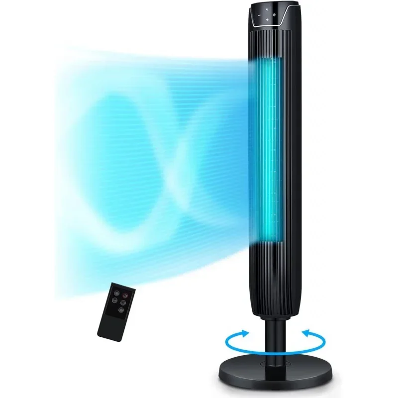 

QWTower For Bedroom,42 Inch Oscillating Cooling Fans With Remote,Quiet Bladeless Floor Powerful Fan,3 Modes,Buit-I