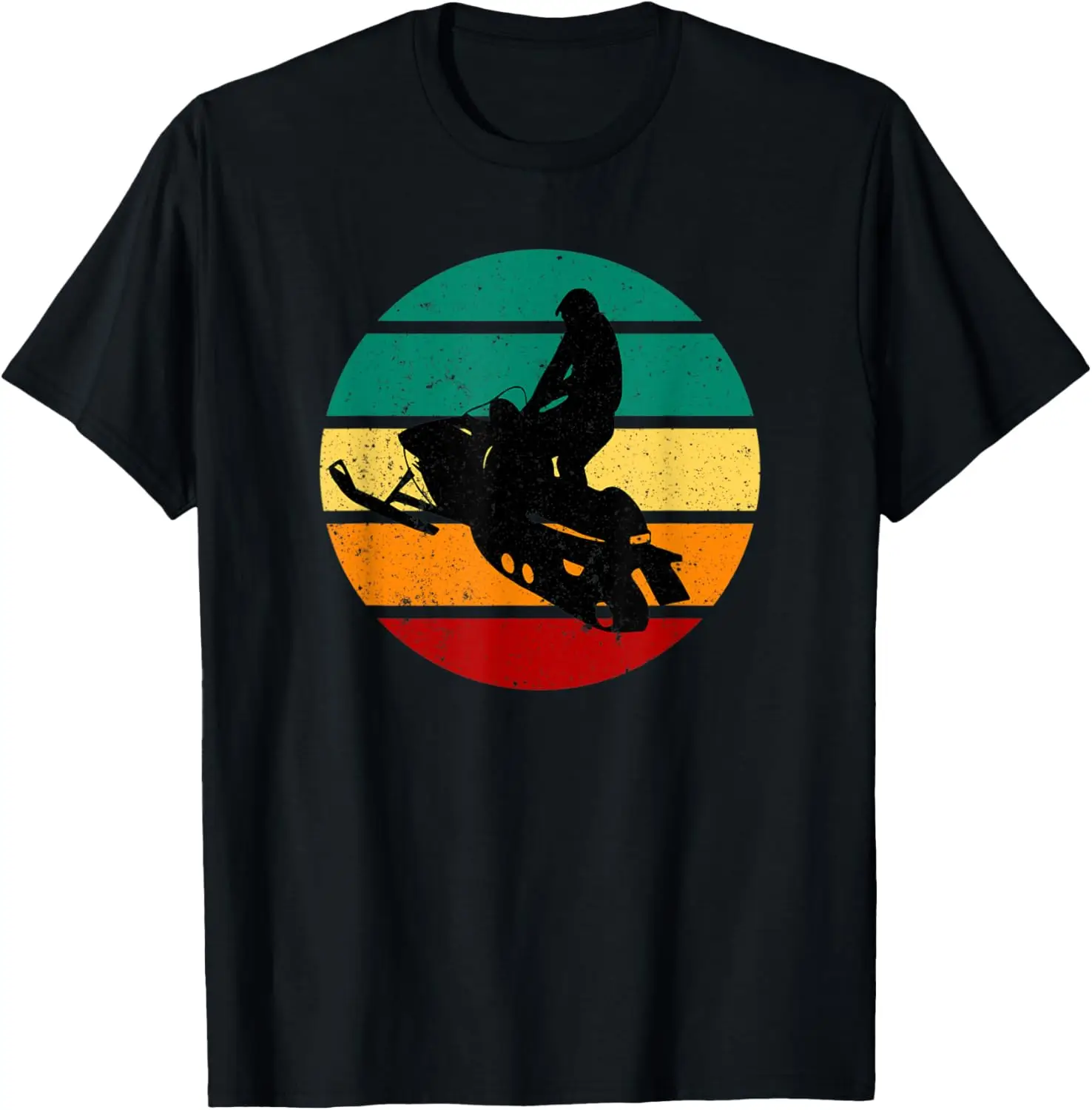 

Snowmobile Rider Sunset Vintage Graphic Tee Men Sledding Winter Sports Trip