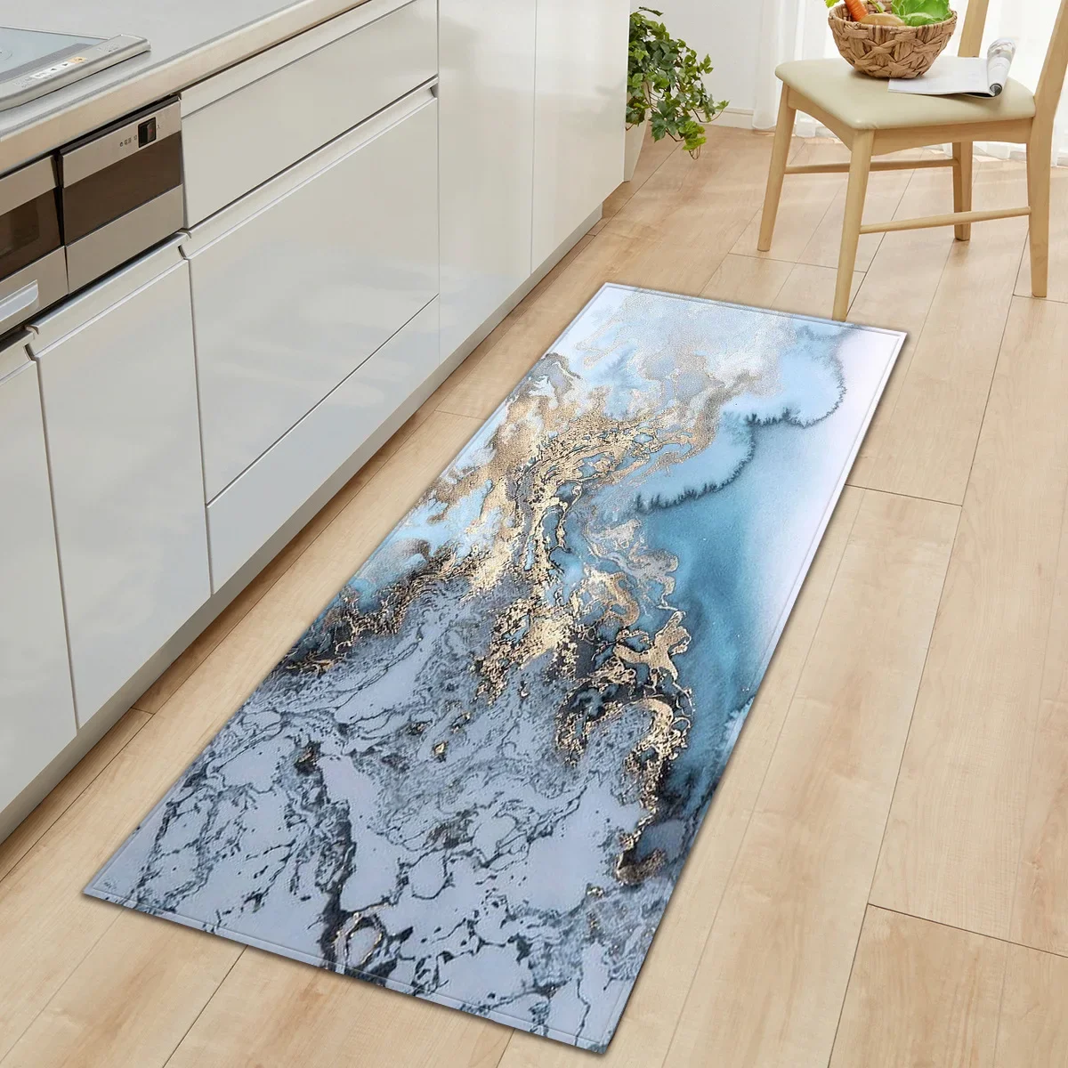 Faux stone pattern dining room dining room entry non-slip mat, modern fashion kitchen absorbent long rug, living room carpet