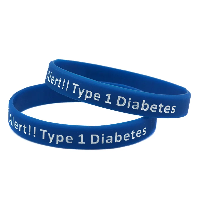 1PC/6PCS Type 1 Diabetes Medical Alert Silicone Bangle Emergency ID Diabetic Wristband for Insulin Dependent Users