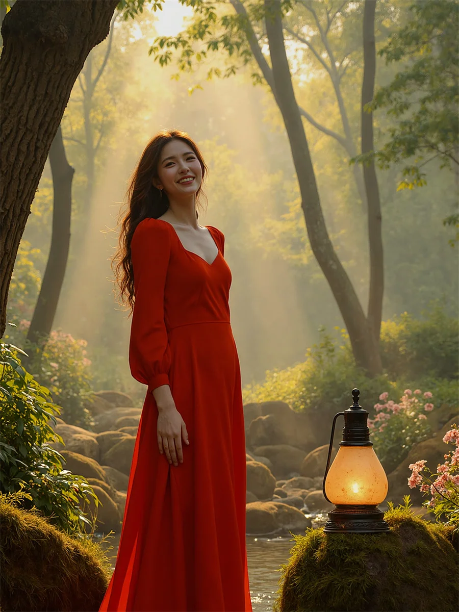 Damenkleid Herbst 2025, Laternenärmel, Mitte der Wade, einfarbig, Streetwear, Hipster, Altgoth, Grunge, Punk, alternativer Emo-Rock