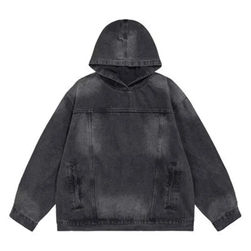 

Мужская джинсовая толстовка в стиле ретро-американский деним, свободный крой, повседневный топ, уличная мода, трендовый бренд, молодежная осенняя верхняя одежда