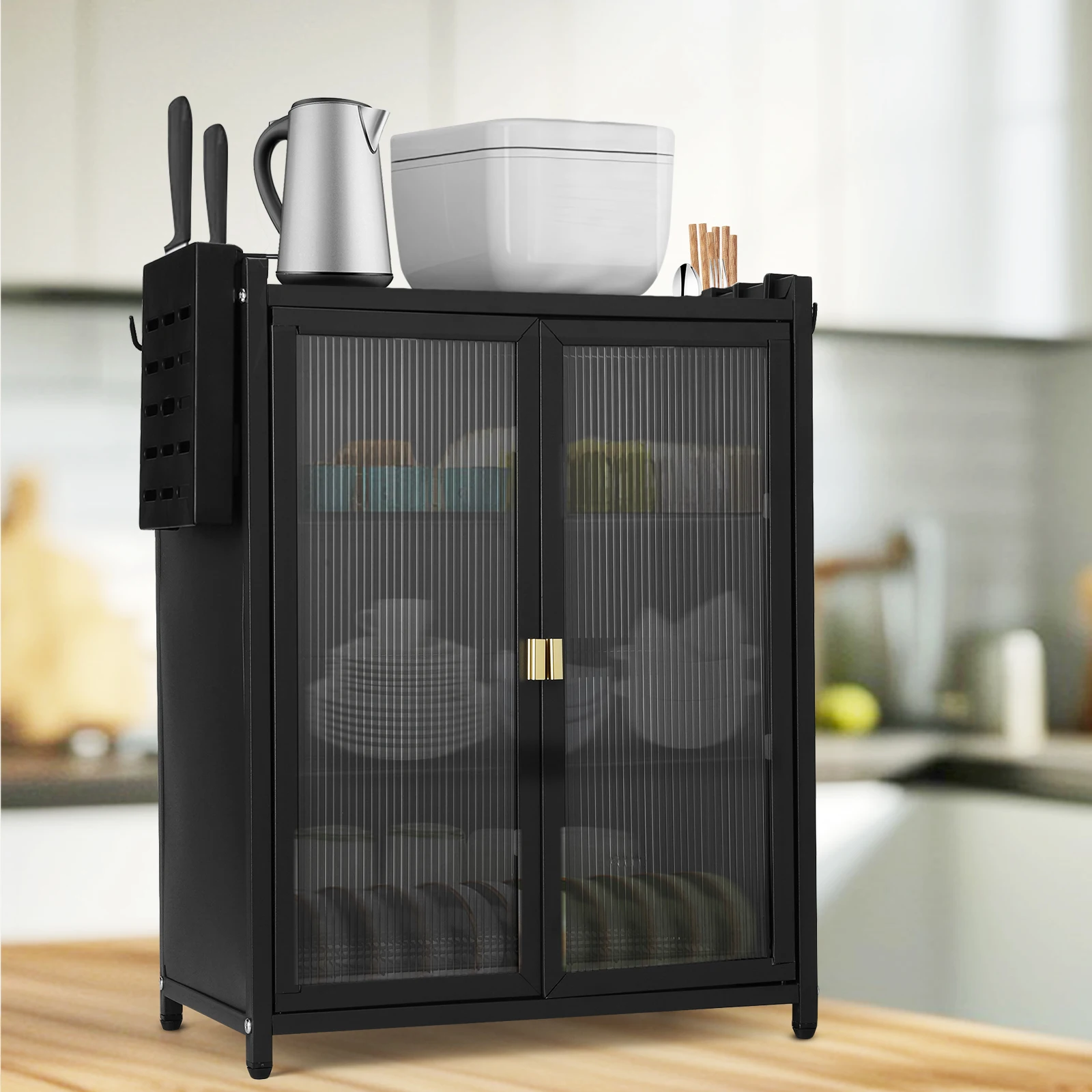 

Трехуровневый кухонный шкаф для столешницы, пылезащитный, с корзинами для палочек и отделением для посуды