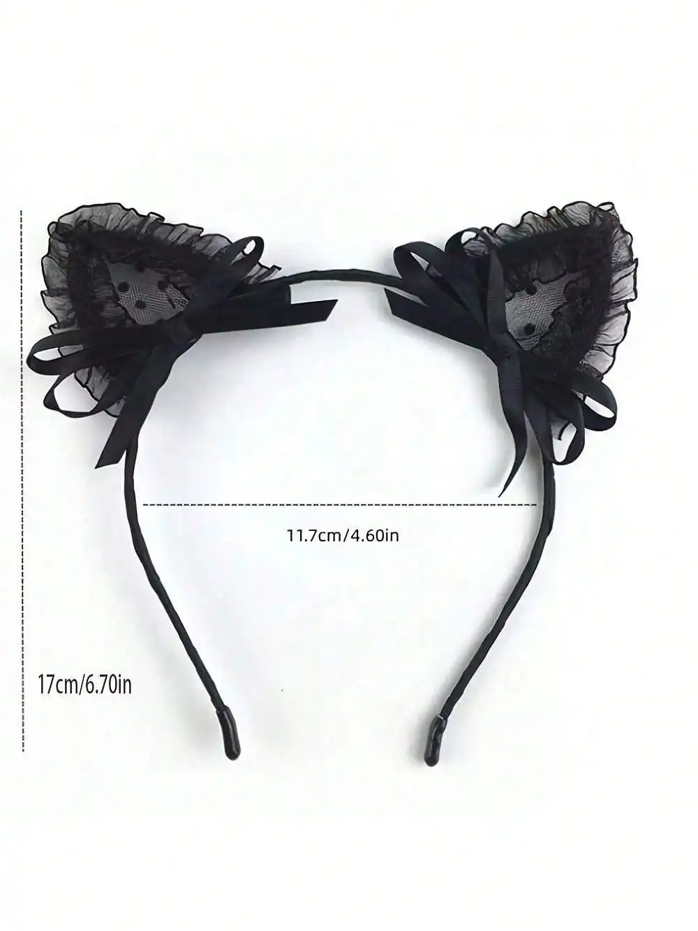 ที่คาดผมหูแมวลูกไม้สีดำ 1 ชิ้น – น่ารักและเซ็กซี่, เครื่องประดับผมสำหรับฮาโลวีนและอุปกรณ์เสริมชุดปาร์ตี้