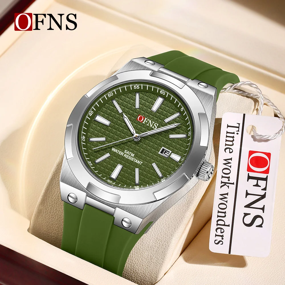 OFNS 8040 Men's Quartz Watch Single Screen Waterproof Simple Luminous Calendar Quartz Watch Junior High School Student Watch