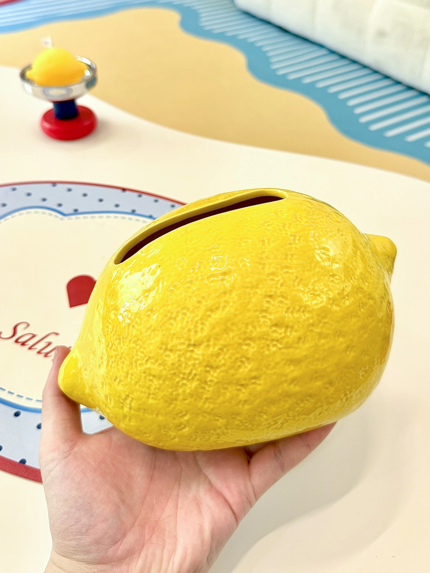 Lemon Ceramic Tissue Box Living Room Luxury Desktop, Dining Table Paper Holder Creative Countertop Home Decor