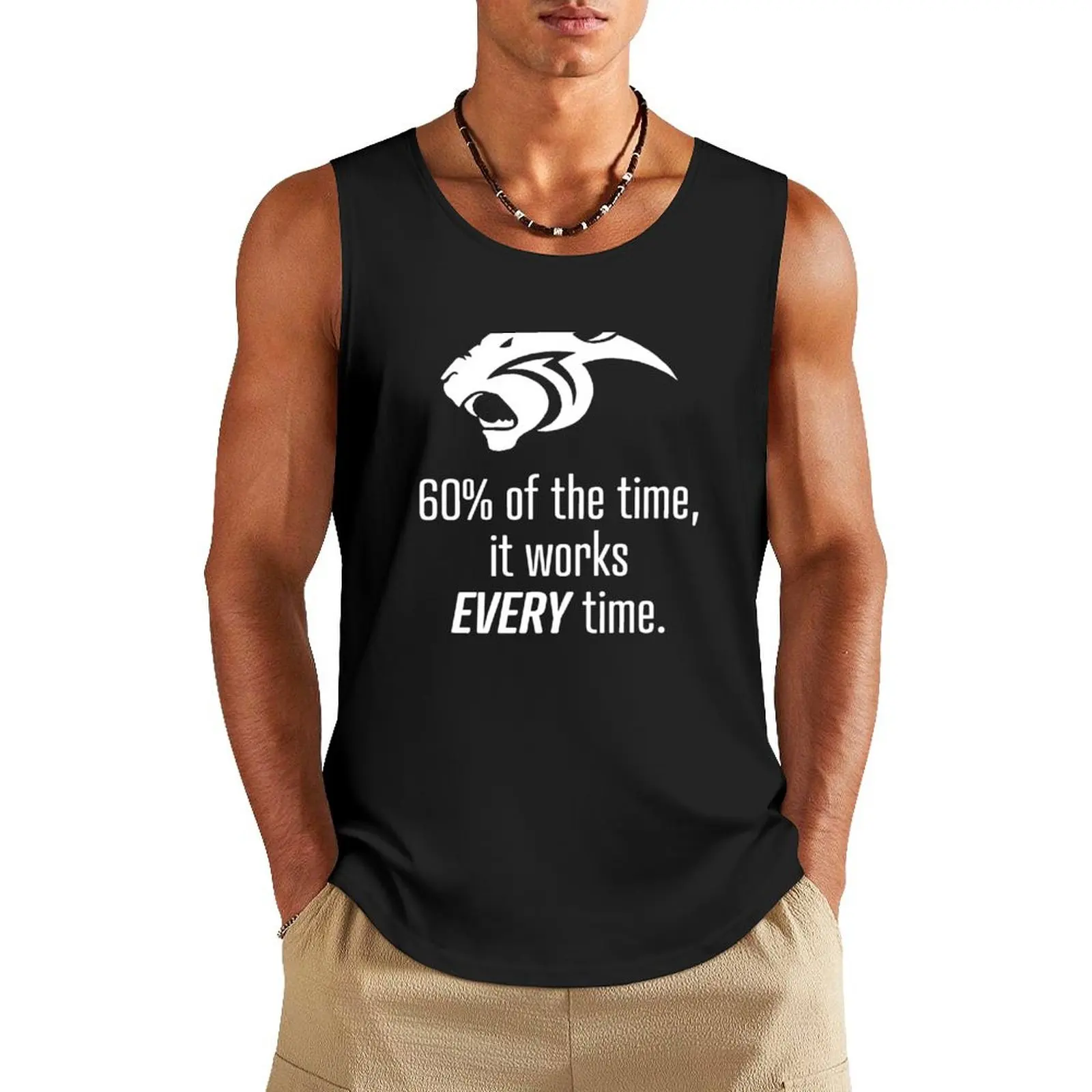 60% of the time, it works EVERY time Tank Top Men's summer t-shirt vests for men