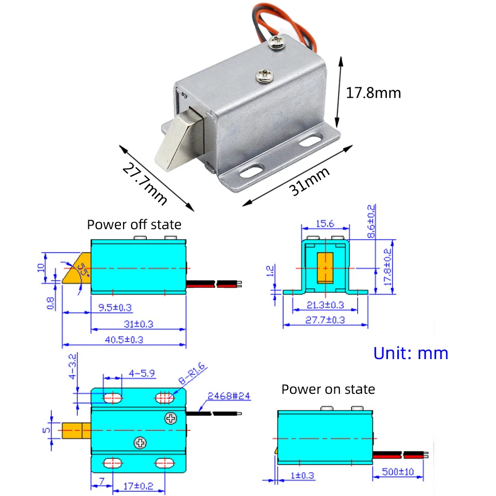 Small electronic bolt lock DC12v24v electromagnetic lock electric lock door lock electronic access lock solenoid electric lock