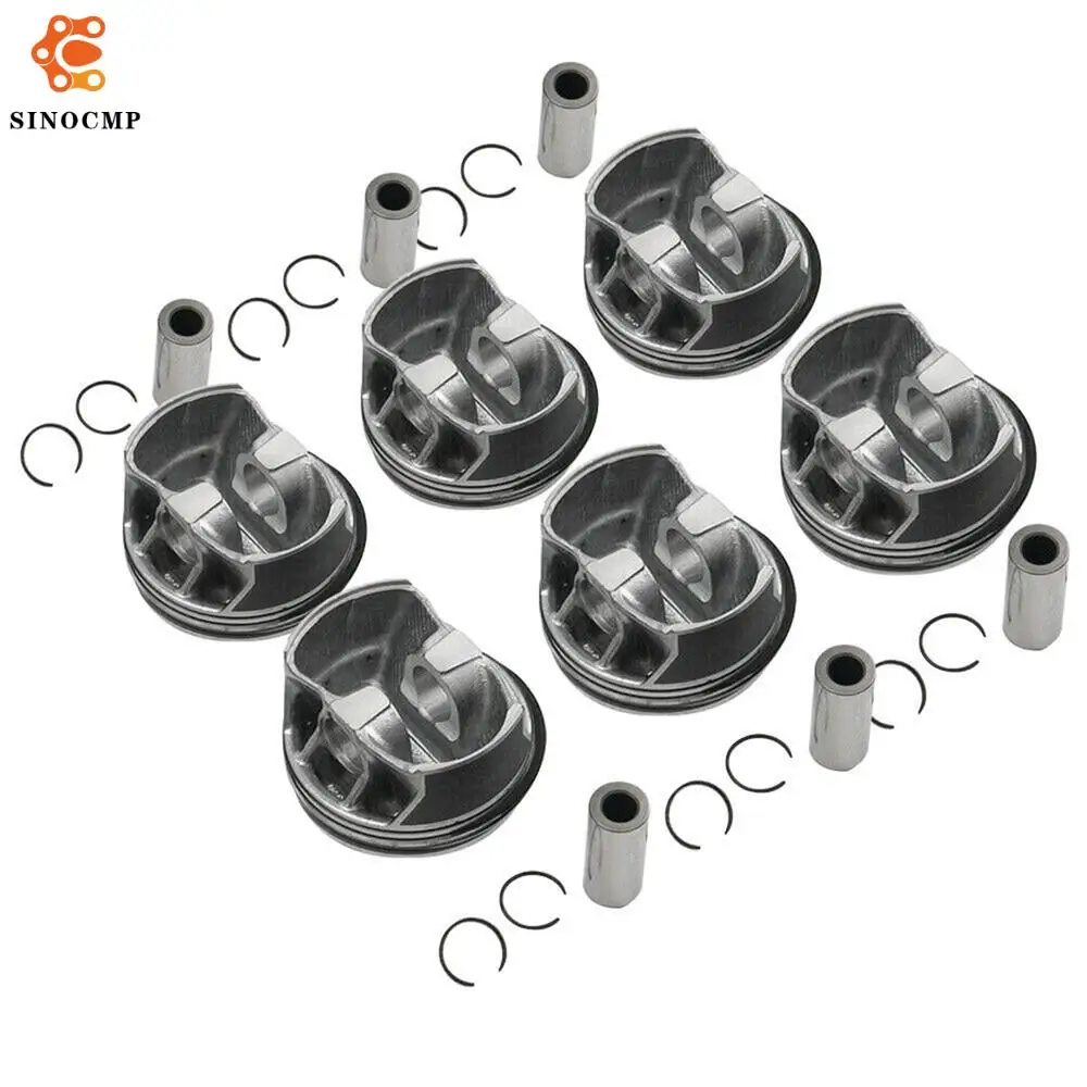 

6Pcs Engine Pistons w/Rings Rods Φ88mm 2760300700 2760306517 For Mercedes W205 W212 X166 E400 M276 V6 3.0T Turbocharged Engine