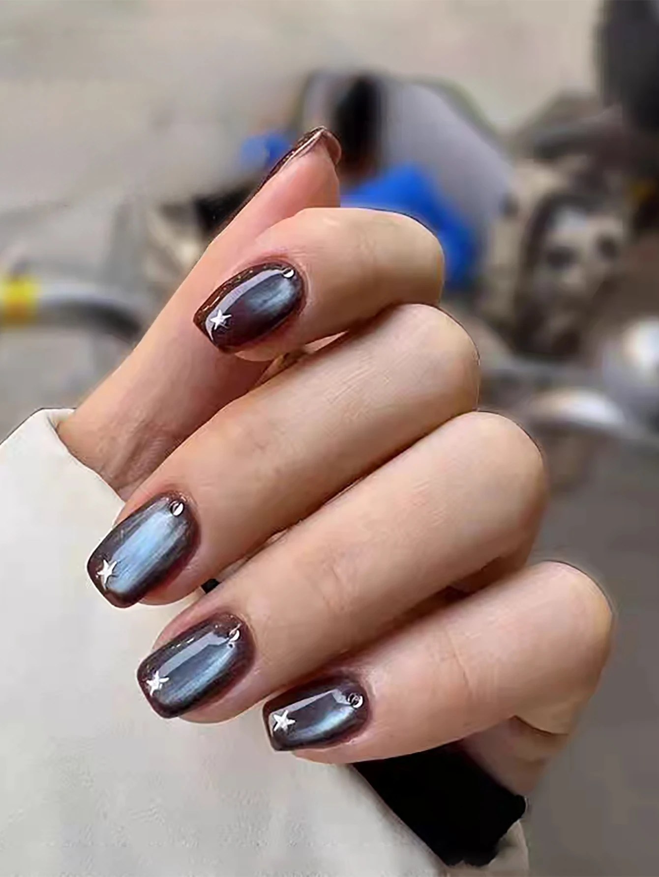 1 pz PSK Marrone Blu Cat Eye Gel Smalto per unghie Nuovo Popolare Scintillante Sbiancamento Caramello Marrone Cioccolato Perle di Vetro Cat Eye Nail Art