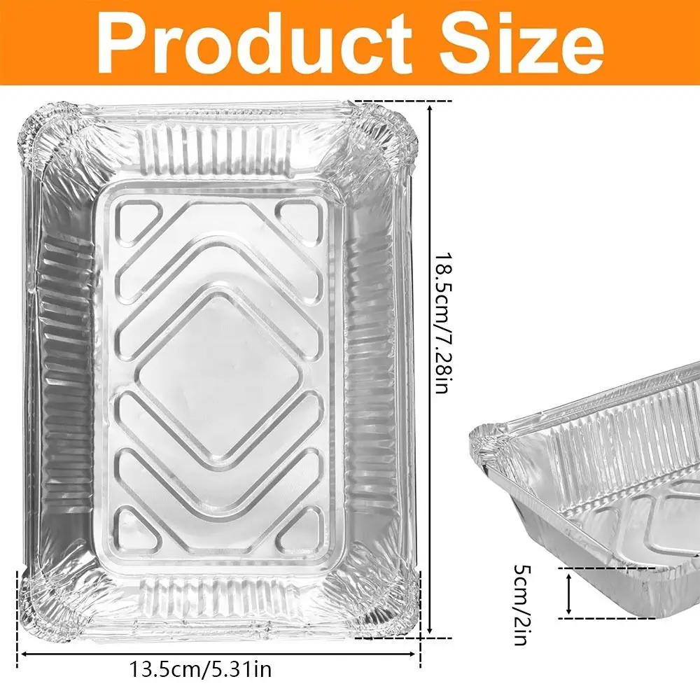 10PCS With Lids Aluminum Foil Trays Disposable Non-Stick Foil Food Containers Cooking Kitchen Tool Square Baking Pans Takeaway view 5
