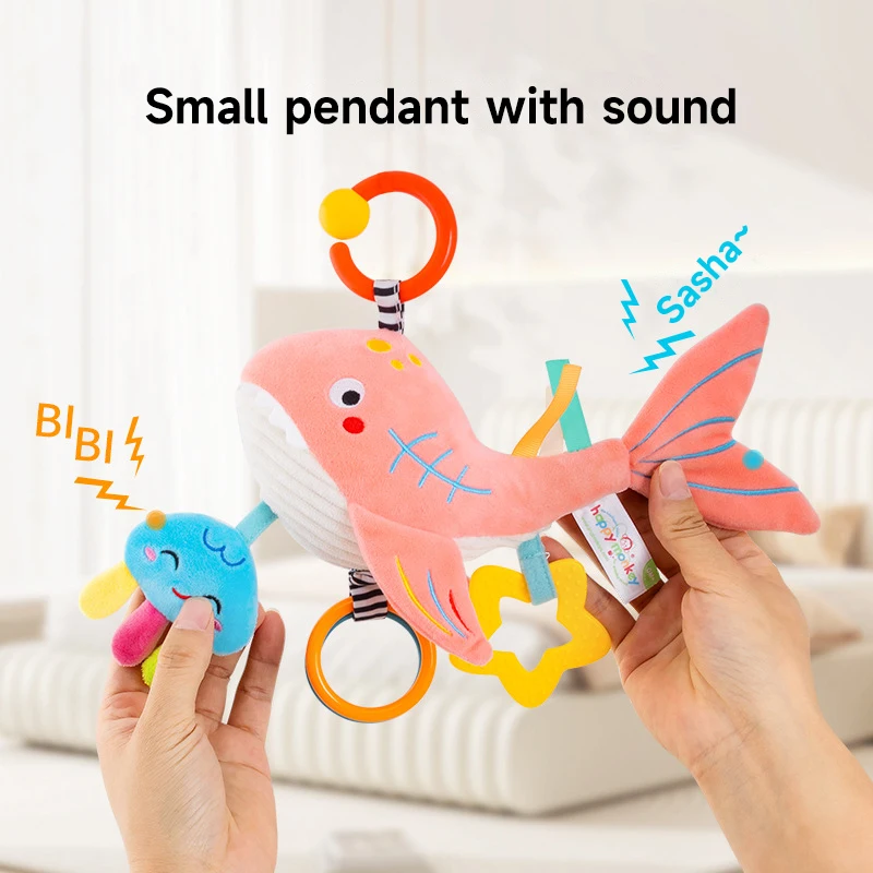 Baby Crib Bell Toys Soft There Is music Animal Kids Sensory Placation Toys Stroller Infant Removable Cartoon Pendant Plush Toys