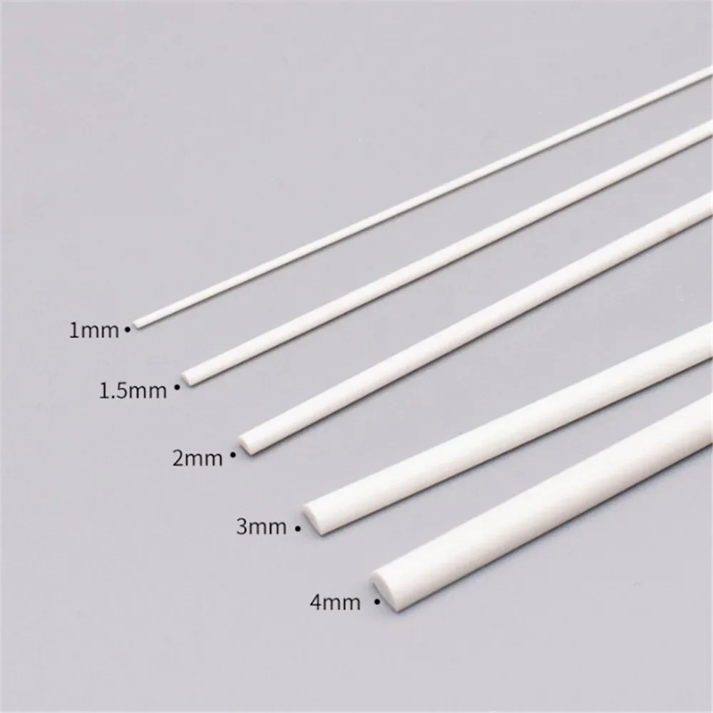 100pcs 1-5mm Scale ABS Smooth Plastic Model Half Round Rod For Architectural Model Layout Making Materials