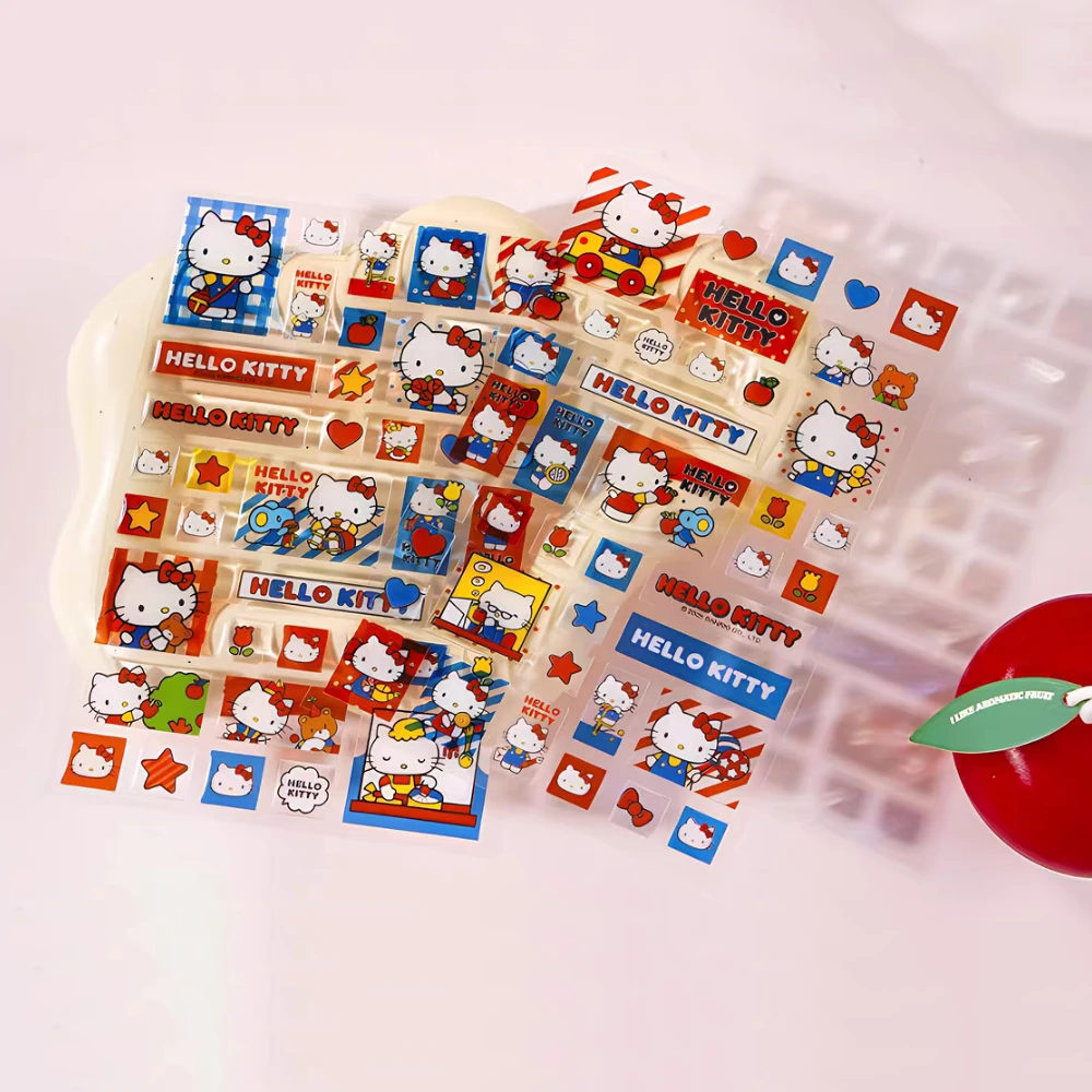 

Authentic Hello Kitty Crystal Stickers Cartoon Sanrio Kt Cat Student Stationery Phone Water Bottle Decorative Stickers Kids Toys