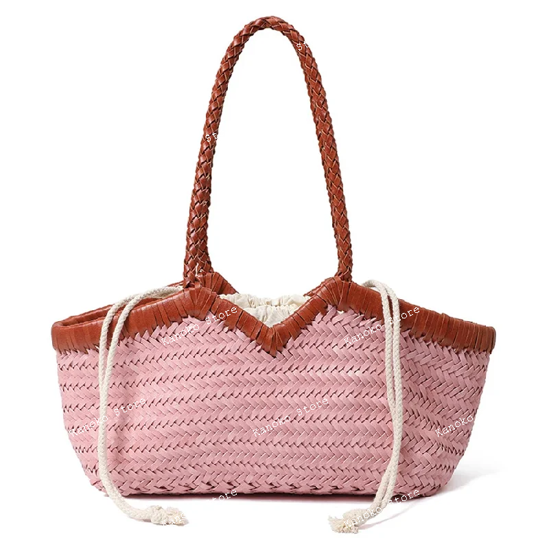 

contrasting colors handmade weave tote bags for women luxury designer handbags and purses 2026 new in casual underarm shoulder