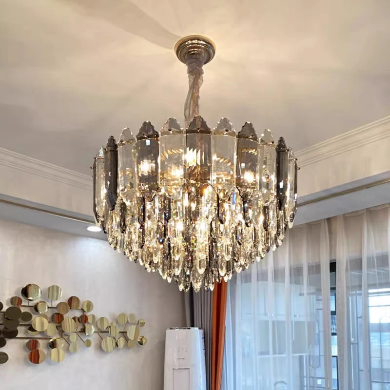 Post Modern Luxury Crystal Chandelier Creative Living Room Column Kitchen Dining Room Large Chandelier Home Decor Led Lights