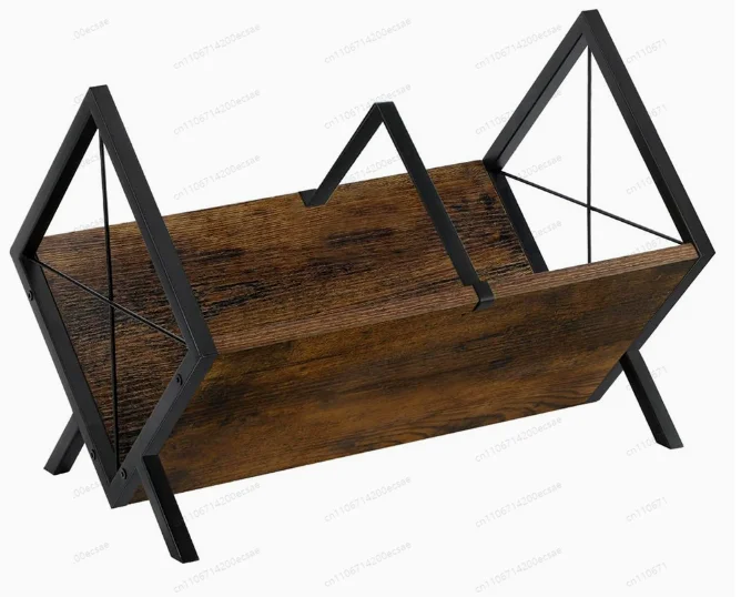 Solid Wood & Wrought Iron Vinyl Record Rack – Combined CD Disc Storage Stand for Large-Capacity Album Collection on Desktop