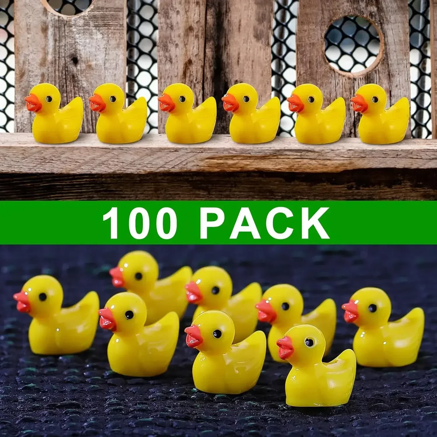 100/200 pieces of resin mini duck mini statue decorative ornaments yellow animal garden crafts duckling landscape fairy plants