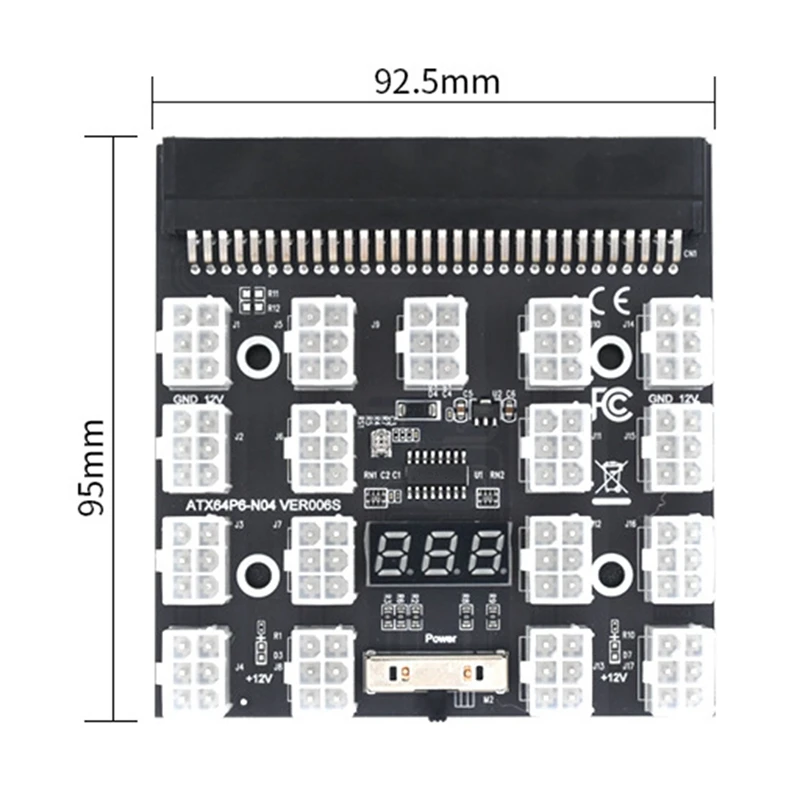 Tabliczka zaciskowa 17 Port 6Pin LED moc wyświetlacza moduł serwera Adapter do kart dla HP 1200W 750W PSU GPU górnik górnictwo BTC ETH