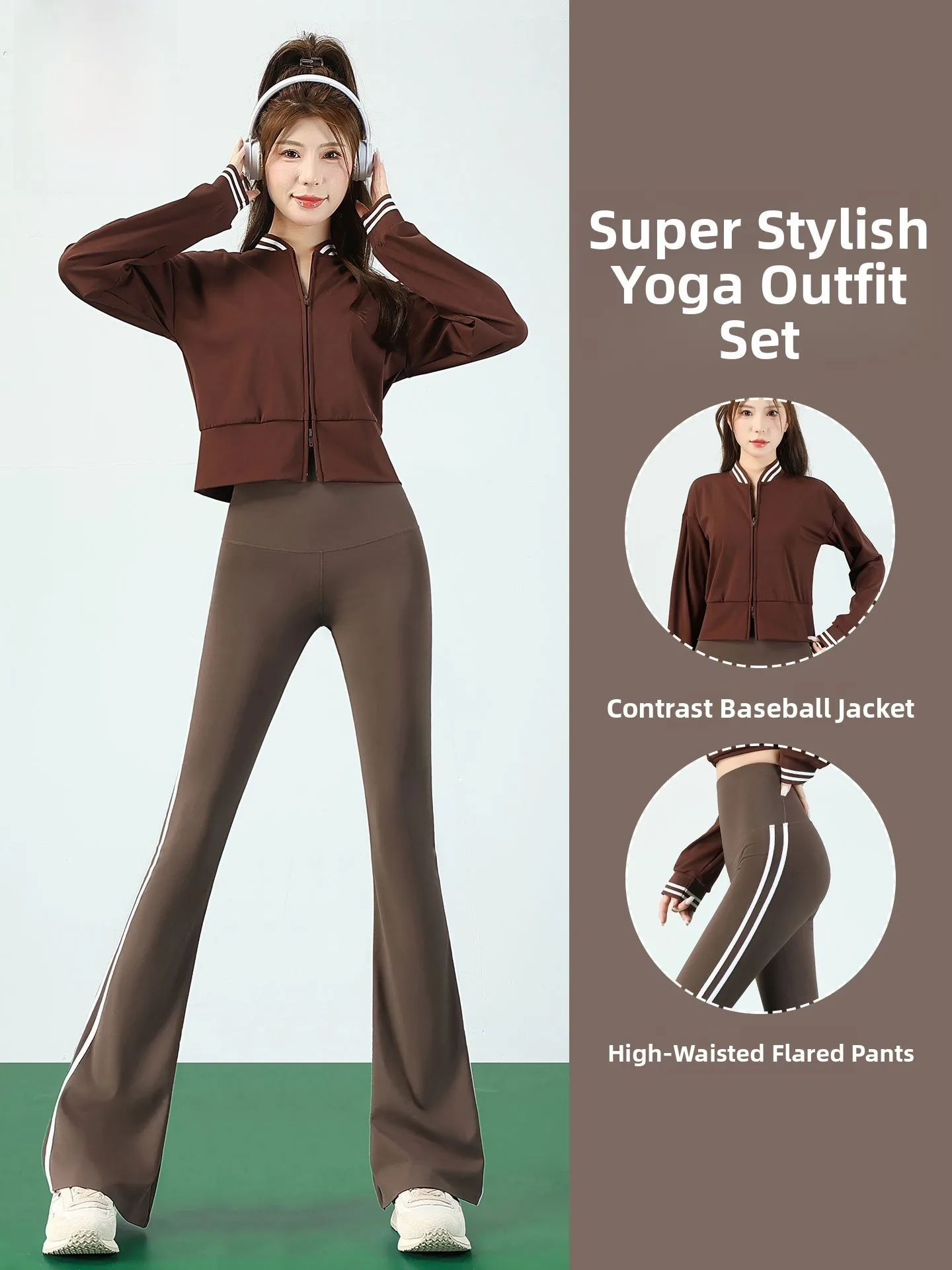 

Женский спортивный комплект для бега: длинные брюки для гимнастики, тенниса, бадминтона, топ для йоги, одежда с высокой талией из дышащей нейлоновой ткани, весна S...