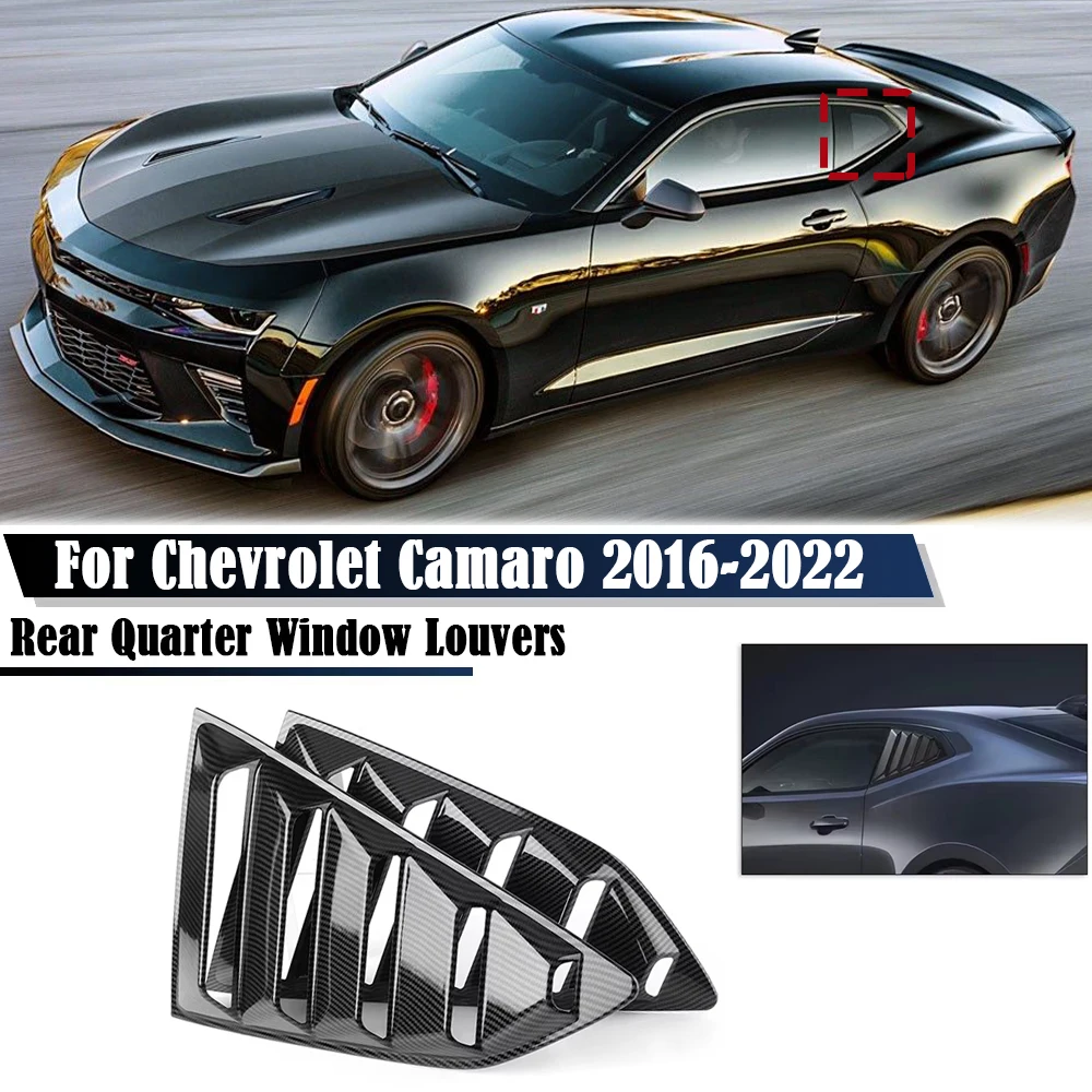 

Car Rear Quarter Window Louvers For Chevrolet Camaro 2016-2022 Rear Window Shutter Blind Vent Louver Trim Cover Decoration