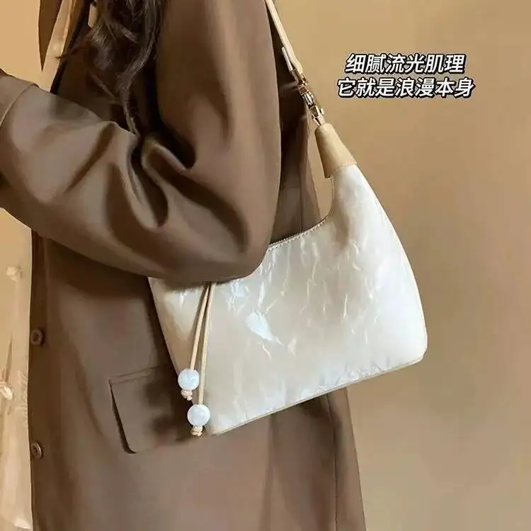 Bloom Chinese Style Y2k Hand Women Vintage Pu Leather Handle Hobos Bags Purse Female Retro Elegant Messenger Bag Aesthetic