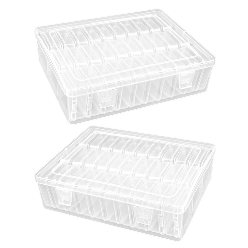 

2Sets Clear Plastic Small Parts Storage Box Durable Organizer Containers for Beads Jewelry Crafts DIY Home Sundries Storage