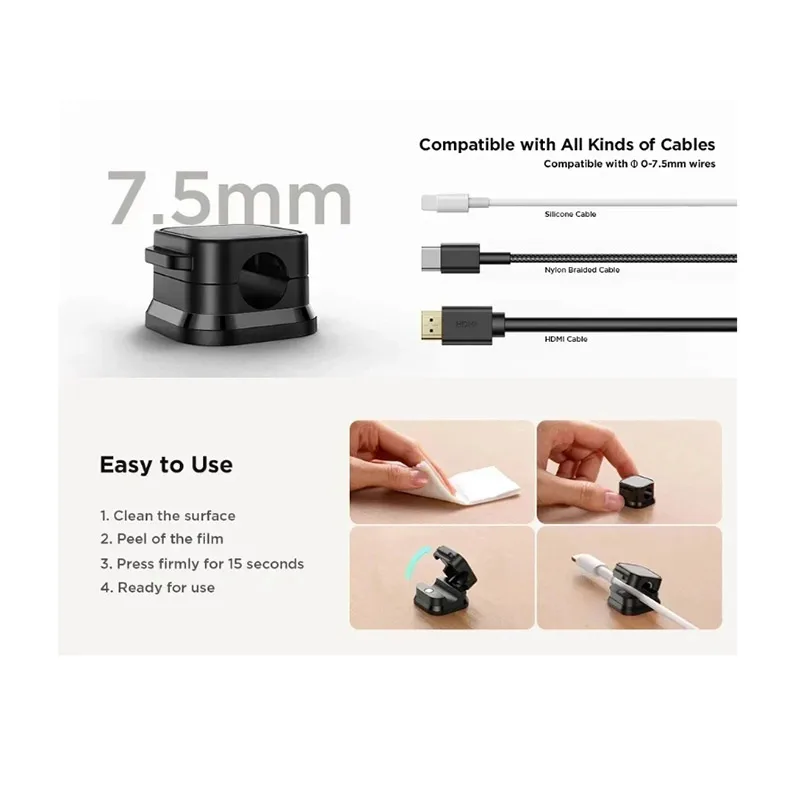 Magnetic Cable Clip Cable Holder Adhesive Wire Keeper Cord Cable Organizer for Home Office Under Desk Management view 6