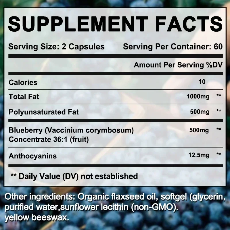 Eye Supplement with Blueberry Extract To Help with Eye Fatigue, Dry Eyes and Improve Vision and Functional Health