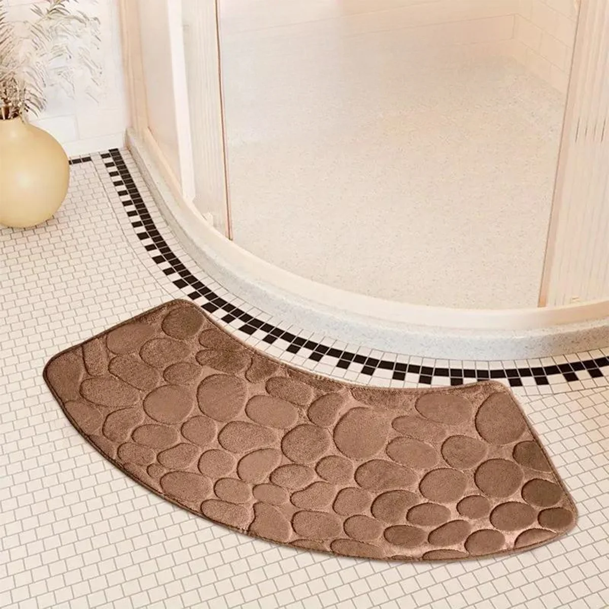 Curved absorbent floor mat fan-shaped carpet shower room 1.2 cm thickened door mat toilet toilet foot mat bathroom non-slip mat