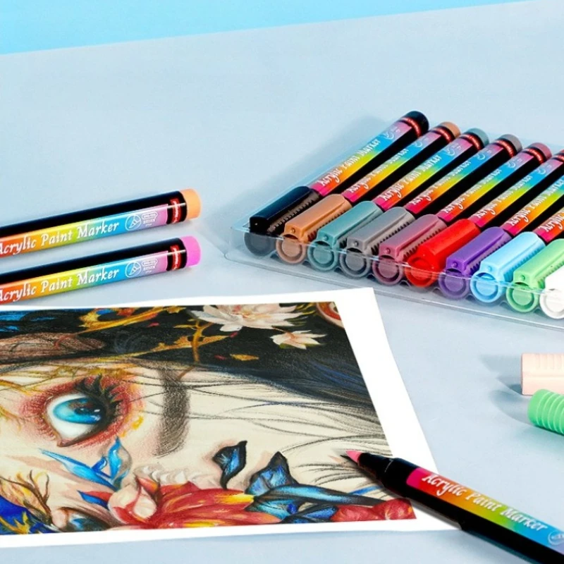 12/24/30/36/48-color Soft-tip Acrylic Marker Set Gouache Liner Pens for DIY Scrapbooking Ceramic Model Doodling Brushes