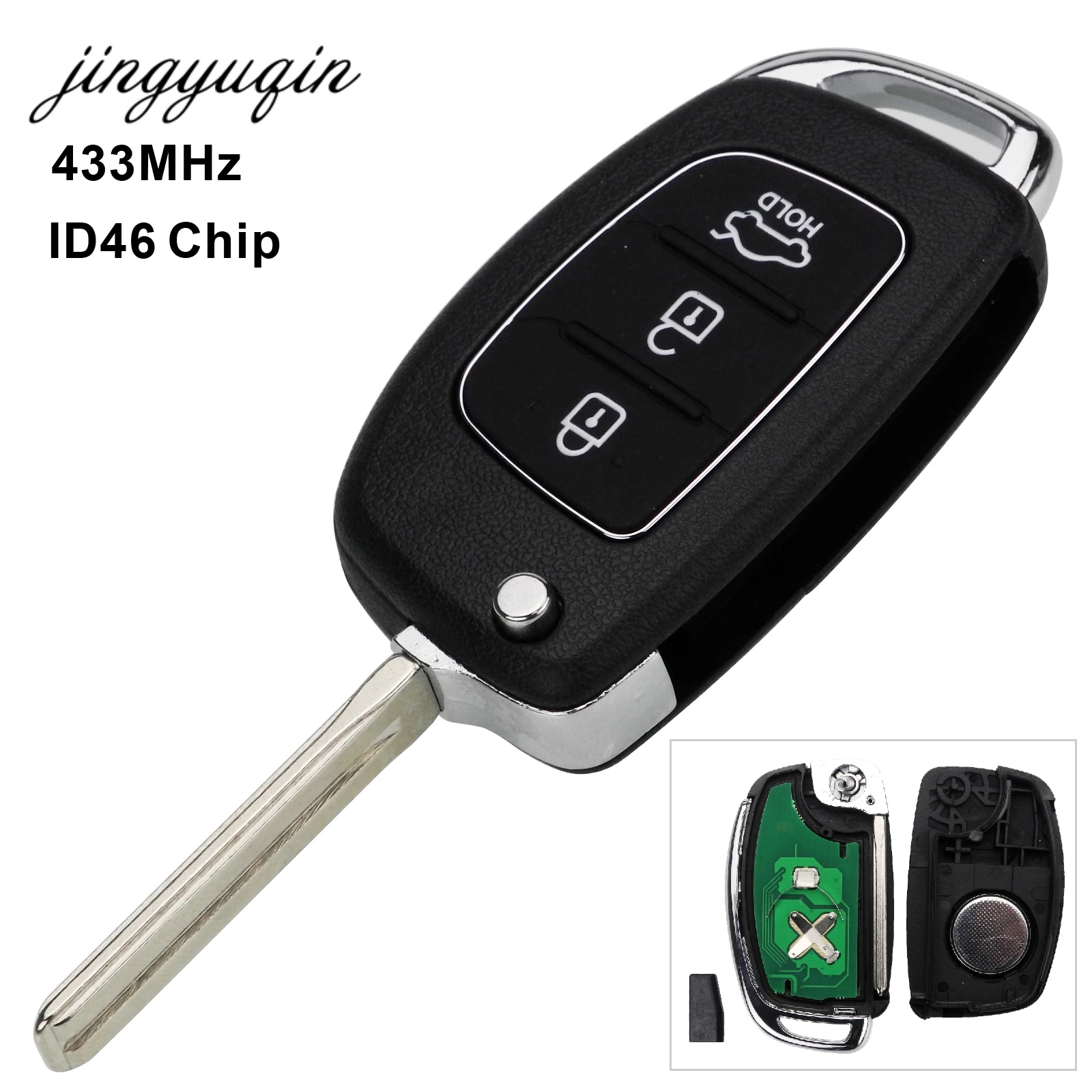 JYQ Remote Key Fob 3 Buttons 433Mhz ID46 Chip For Hyundai New IX35 IX25 IX45 Elantra Santa Fe Sonata TOY40/HY20/HY14 Fob Control