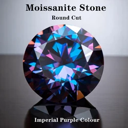 Moissanite Stone Imperial Purple Colour Round Cut Lab Created Gemstone Diamond Jewelry Making Materials With Certificate