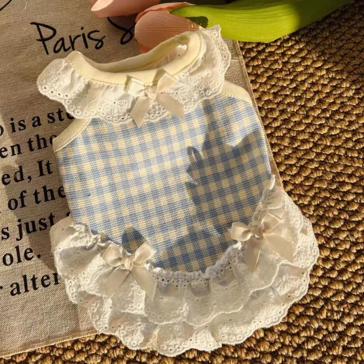 Roupas de Verão para Cães Pequenos: Vestido de Renda com Alças para Cães Teddy e Yorkshire - Moda Primavera/Verão para Pets