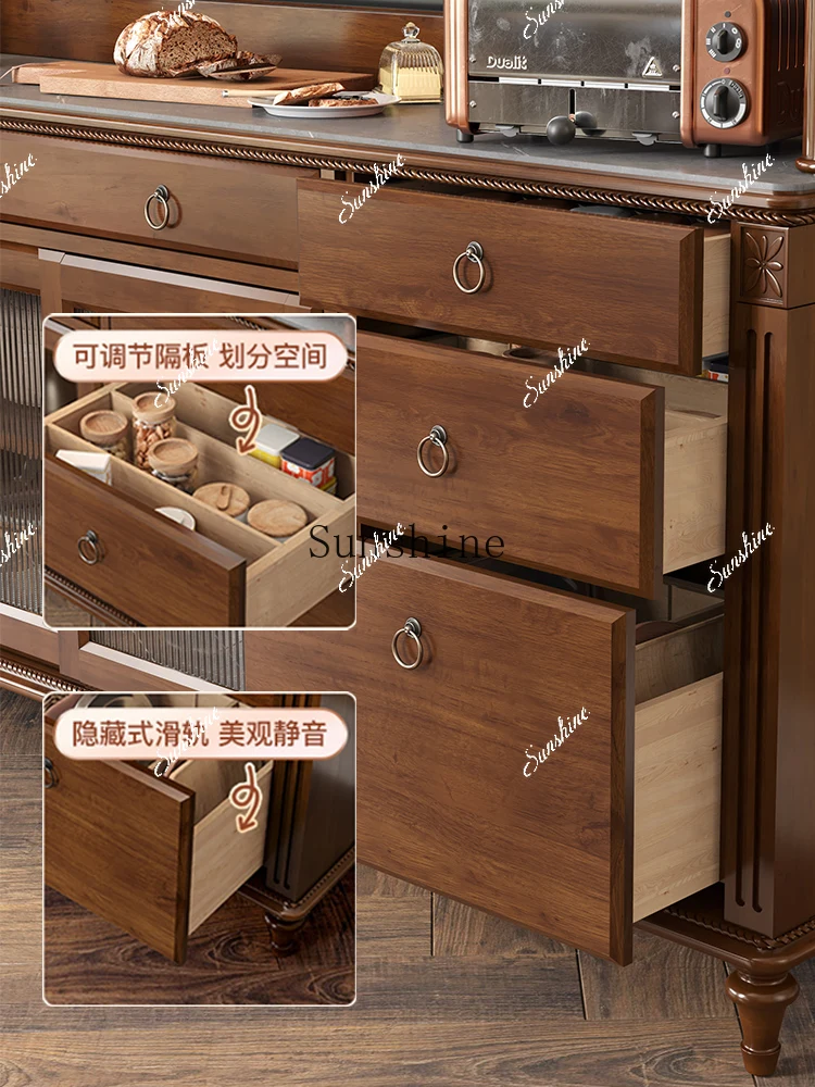 American small apartment solid wood dining side cabinet narrow integrated wall high cabinet   TF