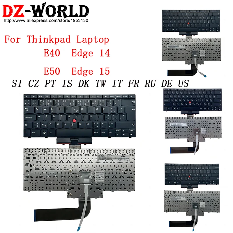 

PT SI CZ IS DK TW IT FR RU DE US Black Keyboard For Lenovo Thinkpad E40 E50 Edge 14 15 Laptop 60Y9694 60Y9686 60Y9619 60Y9605