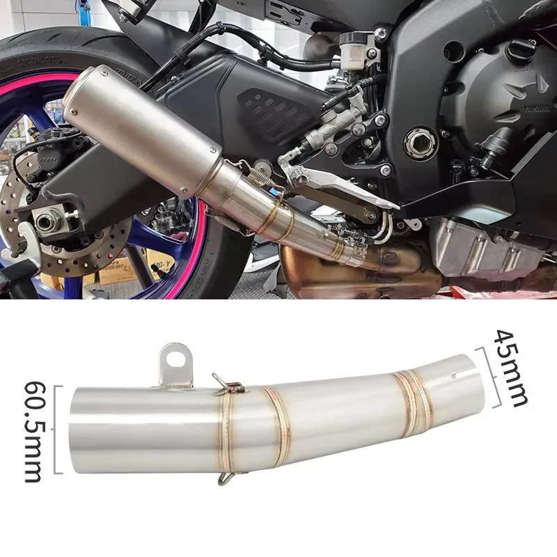 

For Yamaha YZFR6 YZF-R6 2006-2025 YZF R6 Escape 60MM Slip-On Motorcycle Exhaust System Middie Link Pipe Muffler Connecting Pipe